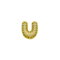 Golden letter U necklace pendant with sparkling paved cubic zirconia in hip hop style - Letter U / Gold