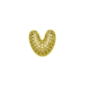 Sparkling gold heart pendant with micro-pave cubic zirconia crystals for necklaces - Letter V / Gold
