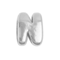 Polished silver bubble style alphabet N pendant charm with metallic puffy design - Letter N (Pendant Only (Without Chain)) (DB251004-N) / Silver