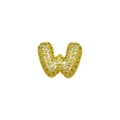 Chunky gold-plated letter W pendant with pavé-set zircons in a hip-hop style design - Letter W / Gold