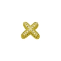 Chubby X letter pendant in gold plating with full white cubic zirconia inlay - Letter X / Gold
