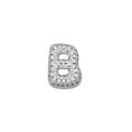 3D silver-tone letter B pendant with micro-paved cubic zirconia and hip hop style - Letter B / Silver
