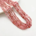 4mm natuurlijke aardbeikristallen gefacetteerde vierkante kralen voor DIY sieraden - Aardbeikwarts Kubus Stijl / Set van 5