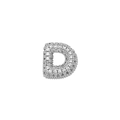 Sparkling silver puff letter D pendant with full cubic zirconia stones for DIY necklace - Letter D / Silver
