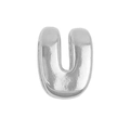 Polished silver metal letter U charm pendant for colorful DIY bubble alphabet bracelets - Letter U (Pendant Only (Without Chain)) (DB251004-U) / Silver
