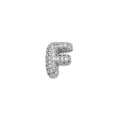 Chubby 3D letter F pendant in silver finish with pavé cubic zirconia hip hop style - Letter F / Silver