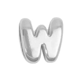 Silver mirror finish bubble letter W pendant with rounded 3D metallic design - Letter W (Pendant Only (Without Chain)) (DB251004-W) / Silver