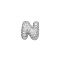 Silver lowercase letter n pendant with dense white zircon inlay and 3D hip hop style - Letter N / Silver