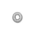 Silver chubby alphabet charm with paved white zircons for DIY hip hop necklaces - Letter O / Silver