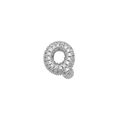 Silver alphabet Q pendant featuring full pave zircon stones in a chubby hip hop style - Letter Q / Silver