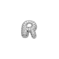 Silver lowercase letter r pendant with pave set zircons and puffy 3D hip hop style - Letter R / Silver