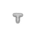 Silver letter T pendant with pave-set cubic zirconia in a bubbly hip-hop style - Letter T / Silver