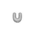 Chubby 3D balloon letter U pendant with shimmering pavé zircon setting in silver finish - Letter U / Silver