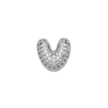 Silver chubby letter V pendant with sparkling pavé cubic zirconia for DIY necklaces - Letter V / Silver