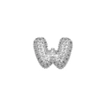 3D silver-tone letter W pendant with sparkling cubic zirconia in hip hop style - Letter W / Silver