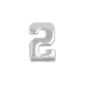 Silver metal number 2 charm pendant with polished finish for DIY jewelry bracelet - 3D Bubble Number 2 Style (Pendant Only (Without Chain)) / Silver