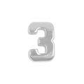 Silver metallic number 3 charm pendant for DIY bracelets with polished finish - 3D Bubble Number 3 Style (Pendant Only (Without Chain)) / Silver