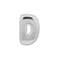 Polished silver 3D bubble letter D pendant for custom braided cord bracelets - D (DB250518-D) Pendant Only (Without Chain) / Silver
