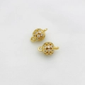 14K gold plated hollow ball connector with cubic zirconia for DIY jewelry making - 8X12mm / 14K Zirconia Hollow Ball Style (14K Zirconia Hollow Ball Double Loop 8x12mm)