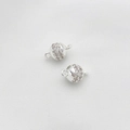 Silver ball connector with micro-set cubic zirconia for DIY jewelry making - 8x13mm / Silver Zirconia Dragon Pearl Style (Silver Zirconia Double Pendant 8*13mm)