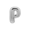 Glossy silver letter P pendant in 3D balloon style for handmade woven rope bracelet - P (DB250518-P) Pendant Only (Without Chain) / Silver