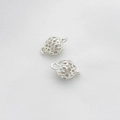 Bright silver hollow sphere connectors with zircon inlay and double rings for DIY jewelry - 8x13mm / Silver Tone Zirconia Hollow Teardrop Ball Style (Silver Tone Zirconia Hollow Teardrop Double Pendants 8*13mm)