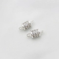 Silver cylinder connectors with micro-paved zircons and double loops for jewelry making - 7x16mm / Silver Tone Zirconia Cylindrical Style (Silver Tone Zirconia Double Pendants 7*16mm)