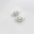 Silver openwork hollow connector with micro-set zircon for DIY bracelet jewelry - 8x17mm / Silver Tone Zirconia Hollow Cylinder Style (Double Bail 8x17mm)