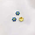 Blauwe en gouden cloisonné emaille lotusbloem kralen voor DIY sieraden maken - 1# Zesbladige Bloemenschotel 10mm Gat 1.5mm