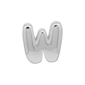 Polished silver letter W charm bead for DIY colorful braided alphabet bracelets - W (DB250518-W) Pendant Only (Without Chain) / Silver