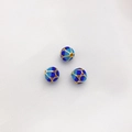 Blaue und goldene Cloisonné-Lotusblumen-Perlen für handgefertigten 18K DIY-Schmuck - 5# Blumenkugel Abstandsperle 8mm Loch 1.2mm