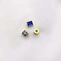 Drei blau-goldene Cloisonné-Lotus-Zwischenperlen für DIY-Schmuckherstellung im Set - 7# Lotus Fassperle 7x8mm Loch 2.5mm