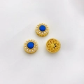 Exquisite 18K Gold Schmetterling Lotus Perlen mit blauem Emaille und Perlenakzenten - 8# Runde Schalenperle Abstandsperle 12x12mm Loch 1.5mm