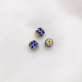 Blaue Emaille Schmetterling Perlen mit 18K Gold Finish für DIY Schmuckherstellung - 9# Doppelschichtige Lotus Abstandsperle 7.5x8mm Loch 2.0mm