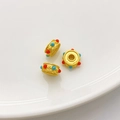 Cuentas espaciadoras bañadas en oro de 18K con detalles en rojo y azul y textura - 1# Cuenta Espaciadora 10.5*4mm (Agujero 3mm)