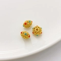 Cuentas espaciadoras doradas 18K de filigrana con detalles rojo y azul para joyería DIY - 2# Cuenta Espaciadora 10*6mm (Agujero 2mm)
