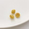 Tres cuentas huecas de oro mate de 18K con perlas incrustadas para joyas DIY - 3# Cuenta Espaciadora 10*6.5mm (Agujero 2.3mm)