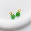 18K matgouden kalebas en groene imitatie jade hanger voor doe-het-zelf sieraden - No. Smaragdgroene Jade Ring Hanger / 10*14mm
