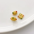 Cuentas huecas doradas 18K mate con incrustaciones de piedras de colores para joyería DIY - 4# Cuenta Espaciadora 11.5*4mm (Agujero 1.5mm)