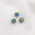 Blaue und grüne 18K Emaille-Blumen-Zwischenperlen für DIY-Schmuckherstellung und Armbänder - 12# Blumen Hohlkugel Abstandsperle 10mm Loch 1.2mm