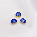 Dreiteiliges Set aus 18K Gold Cloisonné-Lotusperlen mit blauer Emaille für DIY-Schmuck - 13# Lotus Abstandsperle 10x13mm Loch 1.5mm