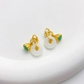 Anhänger Lotus und Jade-Imitat in 18K Mattgold für handgefertigten DIY-Schmuck - Nr. Lotoskapsel Weißer Ping'an Schnallenanhänger