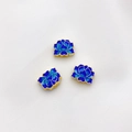3er-Set blaue Lotus-Perlen aus 18K Cloisonné-Emaille für DIY-Schmuckherstellung - 15# Doppelschichtige Lotus Abstandsperle 10x13mm Loch 1.5mm