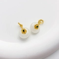 18K vergoldeter weißer Jade-Blumenanhänger mit grünem Edelstein für DIY-Schmuck - Nr. Blume Weißer Ping'an Schnallenanhänger