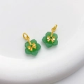 Exquisiter 18K Gold Schmetterling und grüner blumenförmiger Anhänger für DIY-Schmuck - Nr. Grüner Jade Blumen Anhänger