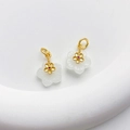 18K vergoldete weiße Jade-Blumenanhänger mit rotem Edelstein für DIY-Schmuck - Nr. Weißer Jade Blumen Anhänger