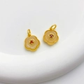 18K vergoldeter Blumenanhänger mit Jadeblättern und rotem Stein für DIY-Schmuckherstellung - Nr. Weißer Jade Blüten Anhänger
