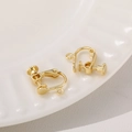 Paar 14K vergulde schroefoorclip-converters met oogjes voor DIY-sieraden te maken - 1 paar (2 dieren) / Platte Kop met Ophanglus 14K Verguld