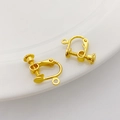 Paar 14K vergulde schroef-oorbelconverters met oogje voor DIY-sieraden maken - 1 paar (2 dieren) / Platte Kop met Ophanglus 18K Verguld