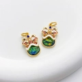 Exquisite 18K vergoldete Löwen-Anhänger mit buntem Opal-Stein und Emaille-Details - Nr. Muschel Glückstiger Anhänger